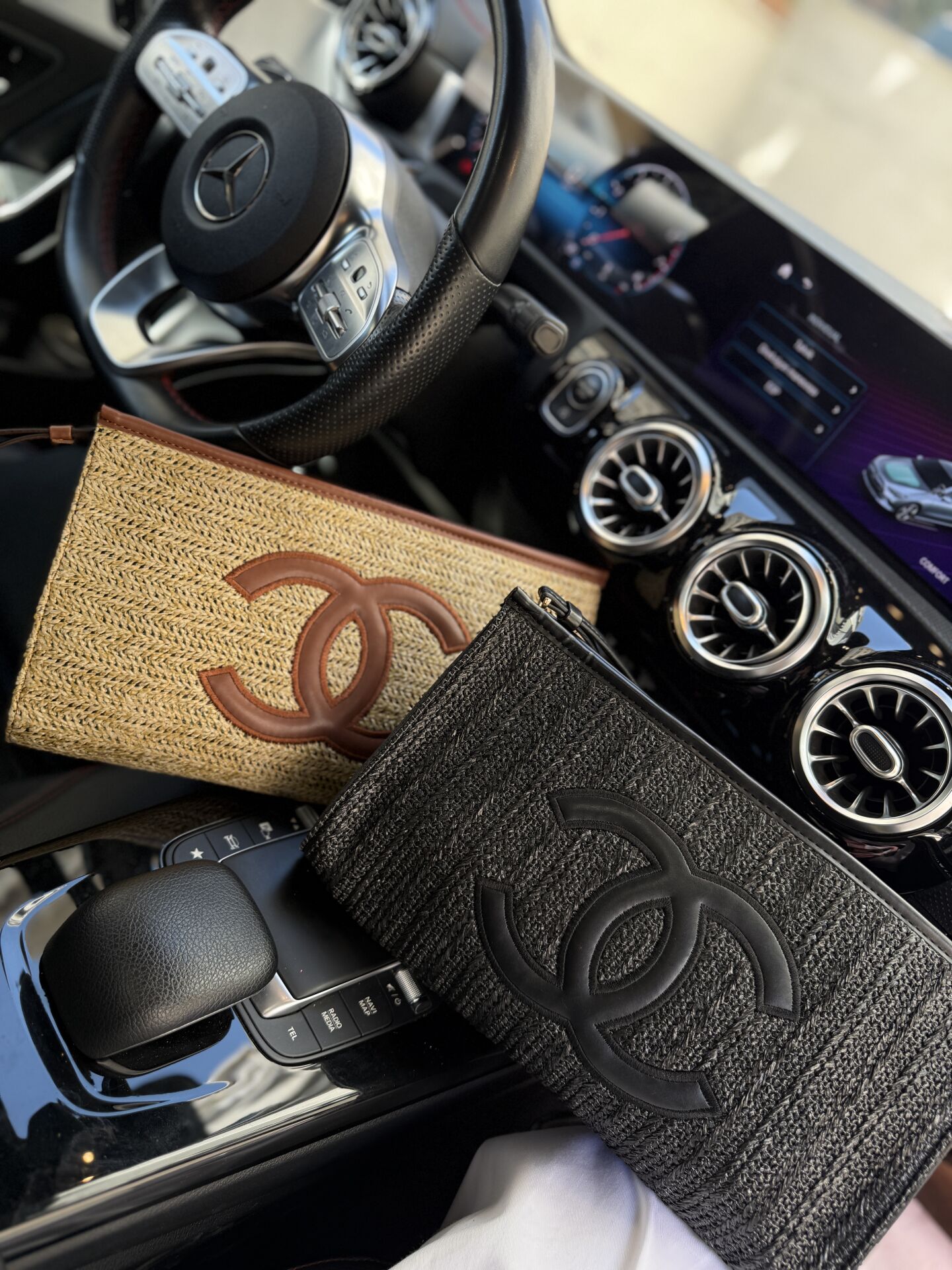 İthal Hasır Clutch Çanta