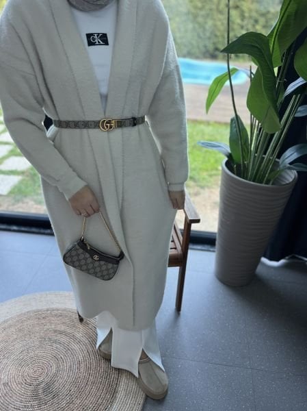 Şal Yaka Hırka Bej