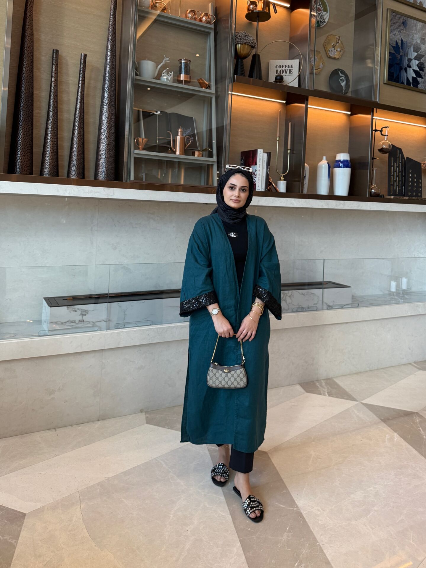 Pul Detaylı Keten Kimono