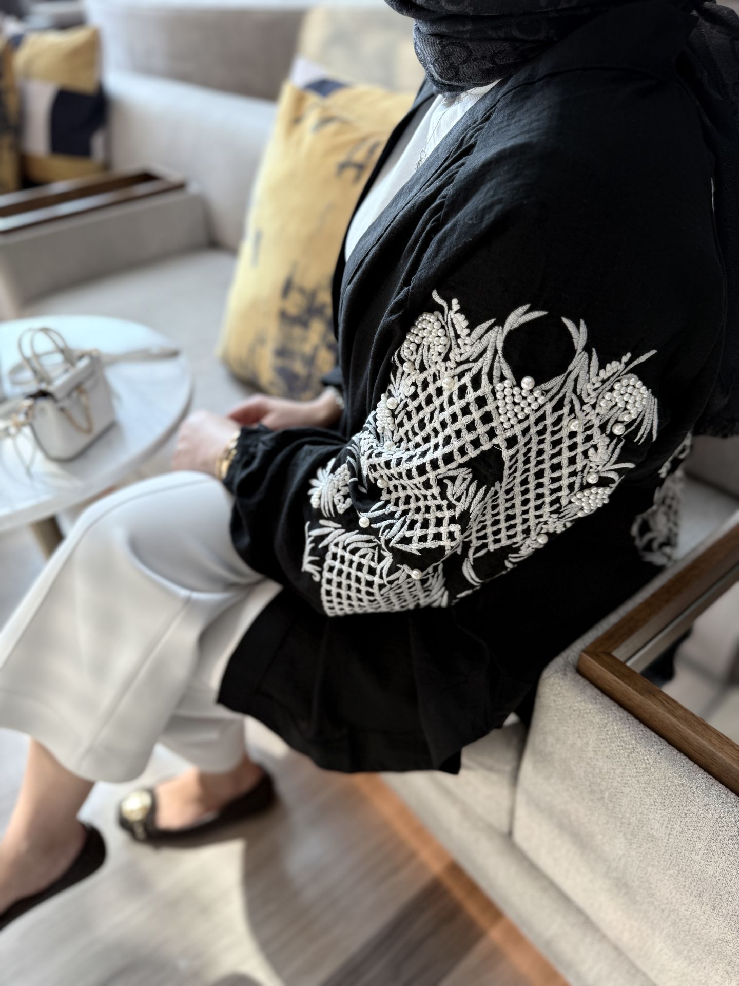 İşlemeli Kimono Siyah