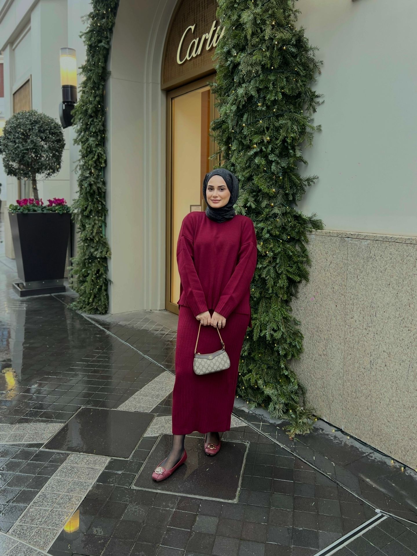 Etekli Triko Takım Bordo