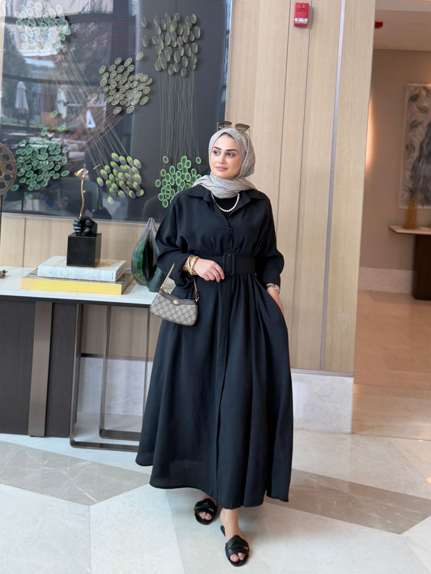 Kemerli Elbise Siyah