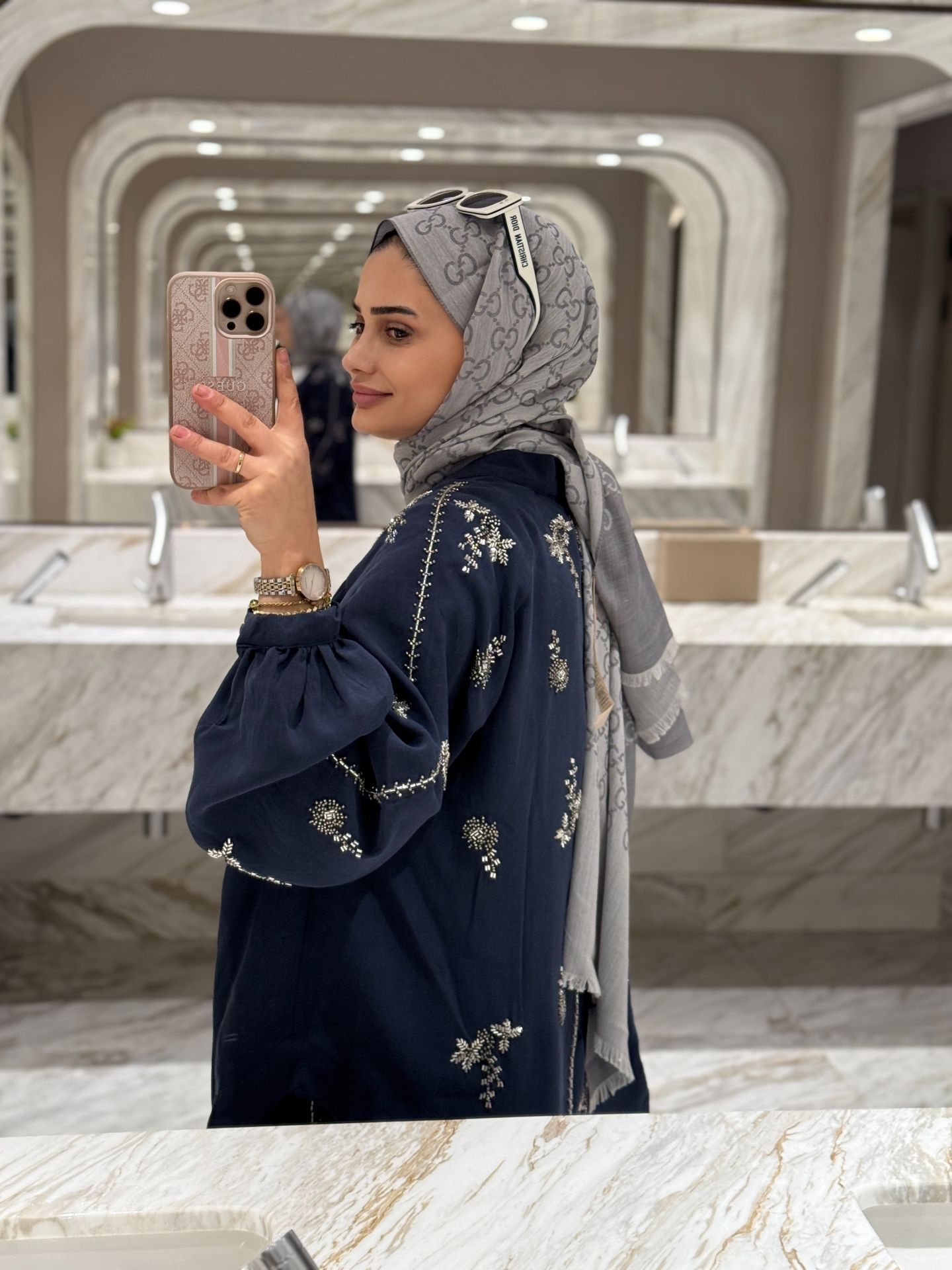 İşlemeli Kimono Lacivert