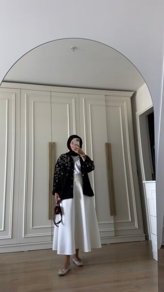 Taşlı Kot Ceket Siyah