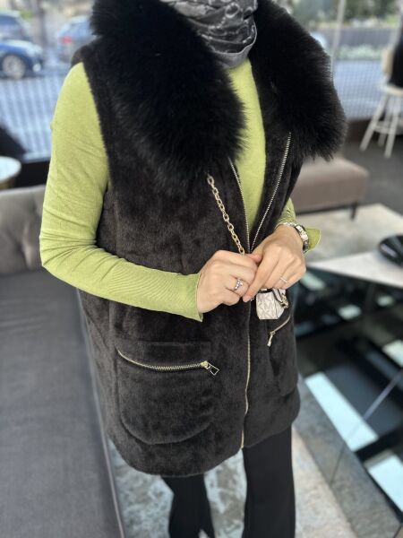 Kürklü Angora Yelek