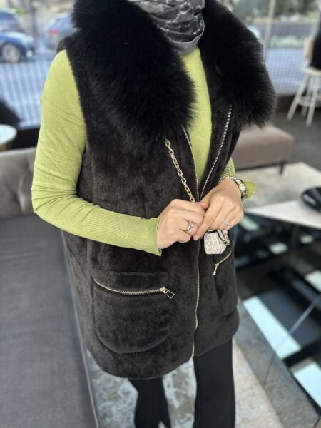 Kürklü Angora Yelek