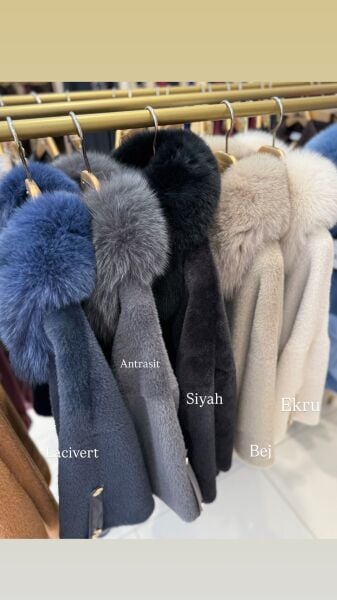 Angora Kürklü Kaban Ekru/Bej