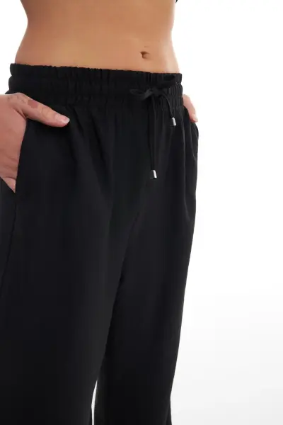 Beli Lastikli Bol Paça Pantolon Lacivert