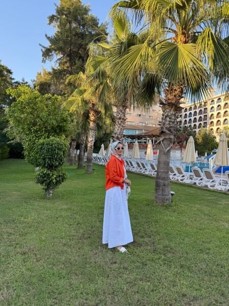 Sıfır Kollu Keten  Elbise Beyaz