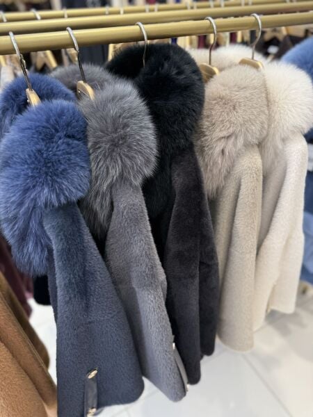 Angora Kürklü Kaban Lacivert