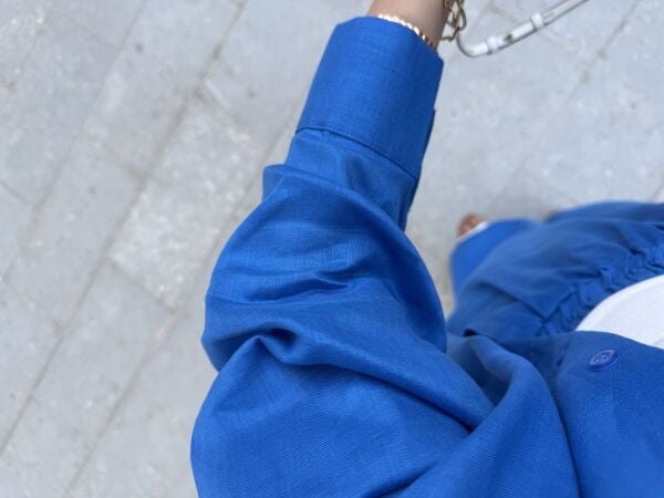 Oversize Keten Takım Mavi