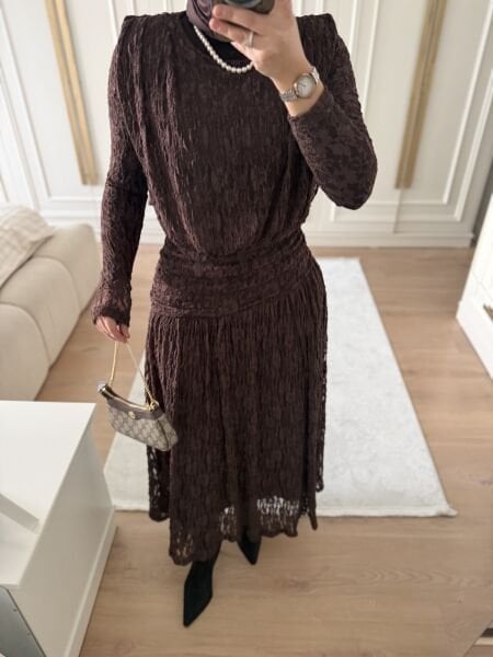 Dantel Elbise Kahverengi
