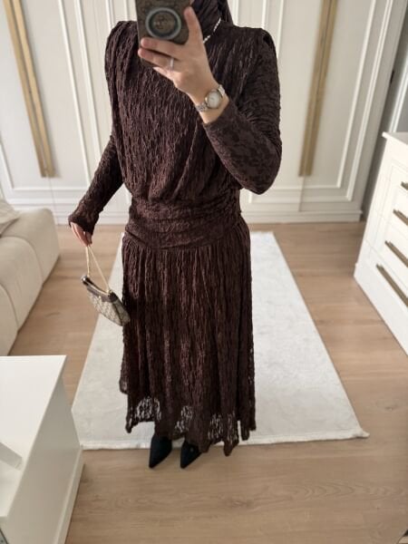 Dantel Elbise Kahverengi