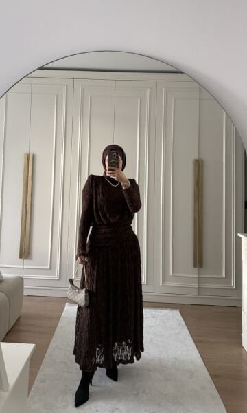 Dantel Elbise Kahverengi