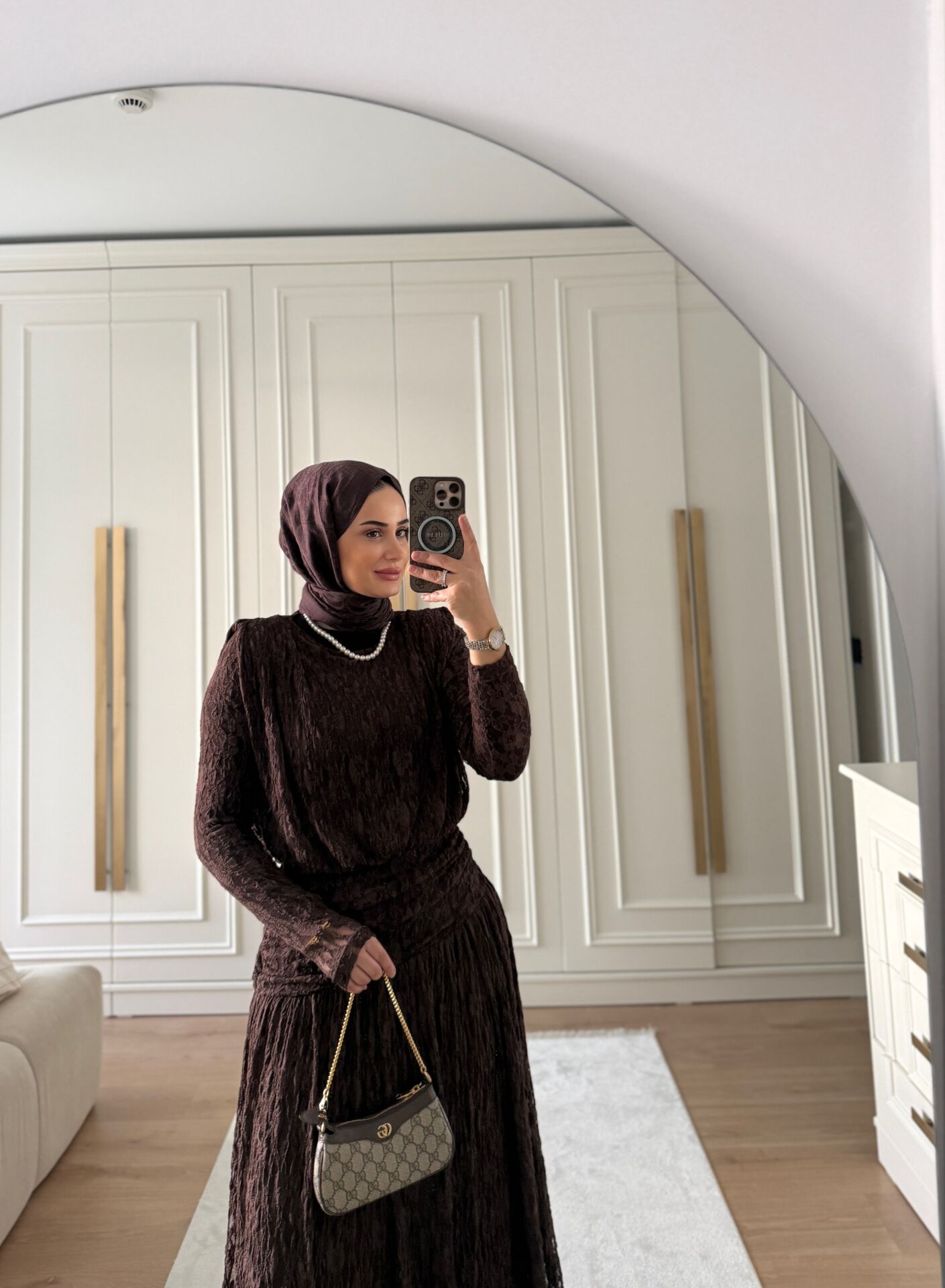 Dantel Elbise Kahverengi