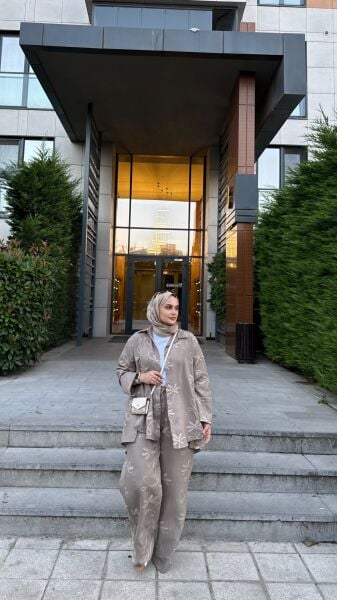 Nakışlı Pamuk Takım Taş