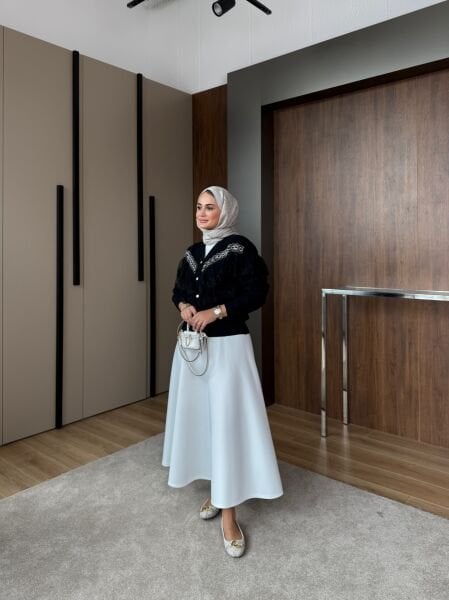 İthal Dantelli Hırka Siyah