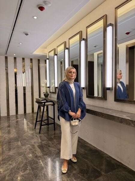 İşlemeli Ceket İndigo