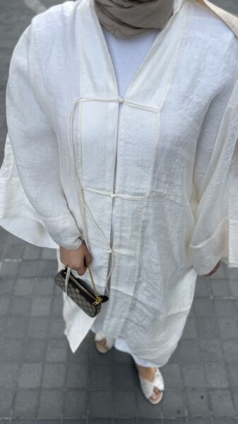 Uzun Tül Kimono Ekru