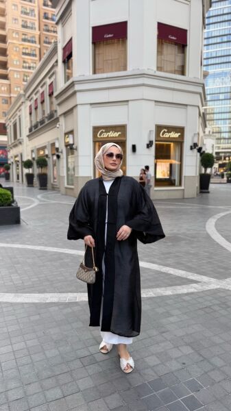 Uzun Tül Kimono Siyah