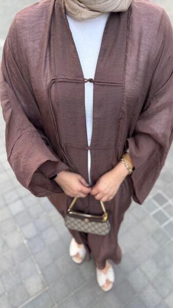 Uzun Tül Kimono Kahverengi