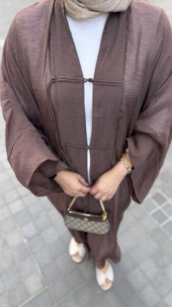 Uzun Tül Kimono Kahverengi