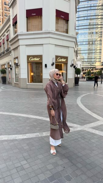 Uzun Tül Kimono Kahverengi