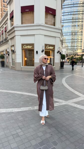Uzun Tül Kimono Kahverengi