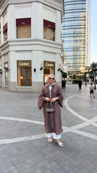 Uzun Tül Kimono Kahverengi