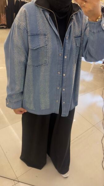 Taşlı Kot Gömlek