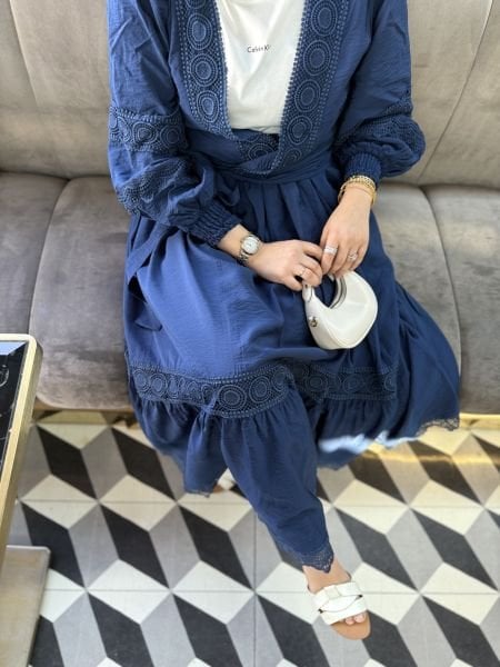 Perla Etekli Takım Lacivert