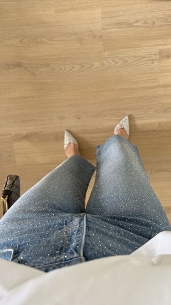 Taşlı Jean Mavi