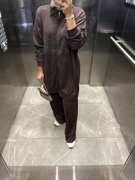 Işıltılı Takım Kahverengi