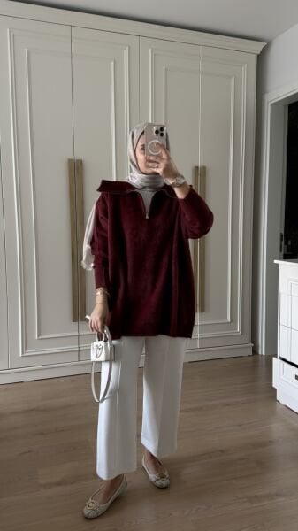 Fermuarlı Angora Kazak