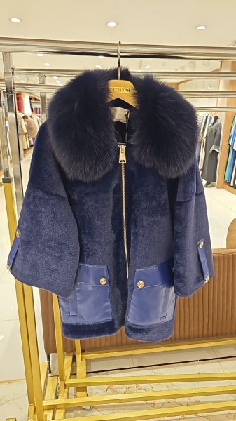 Angora Kürklü Kaban LACİVERT