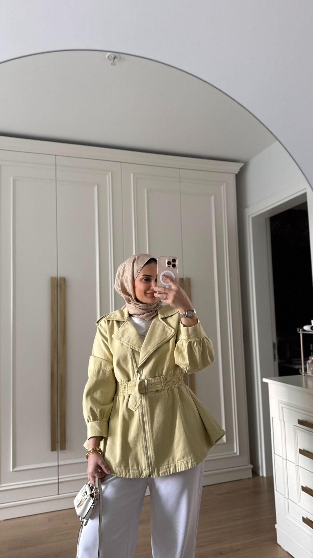 Belden Oturtmalı Kot Ceket Sarı