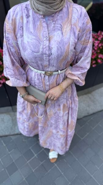Kıraş Mango Kumaş Elbise Pembe
