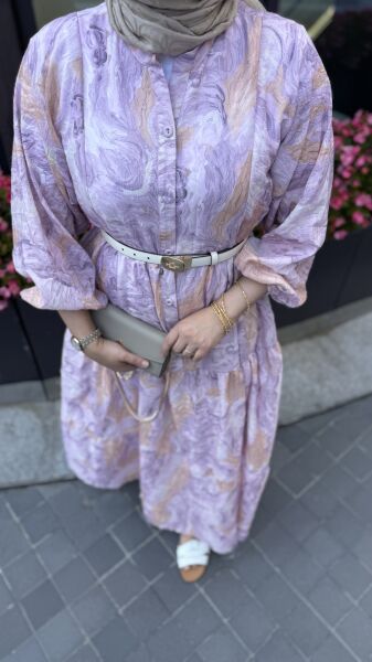 Kıraş Mango Kumaş Elbise Pembe