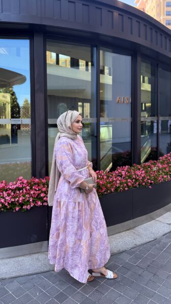 Kıraş Mango Kumaş Elbise Pembe