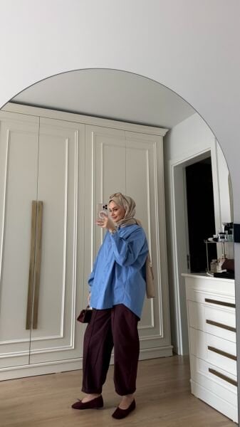 Yırtmaçlı Poplin Gömlek