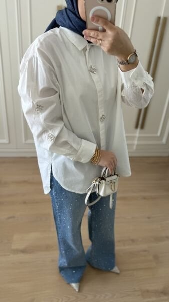 Taşlı Pamuklu Gömlek