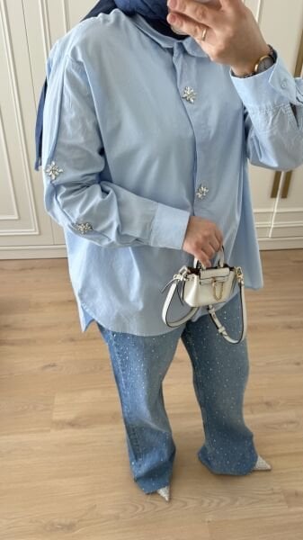 Taşlı Pamuklu Gömlek