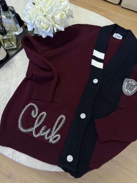 İşlemeli Muadil Hırka Bordo