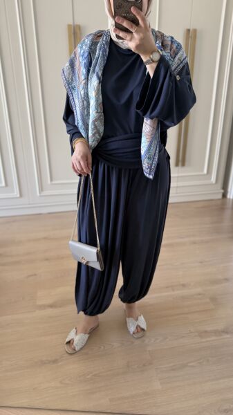 Kuşaklı Şalvar Model Takım Lacivert