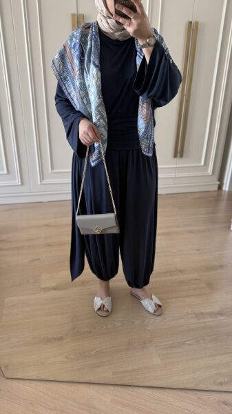 Kuşaklı Şalvar Model Takım Lacivert
