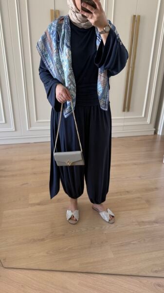 Kuşaklı Şalvar Model Takım Lacivert