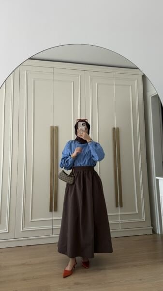 Poplin Etek Kahverengi