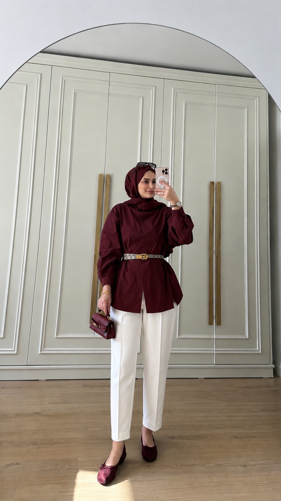 Pamuklu Oversize Gömlek Bordo