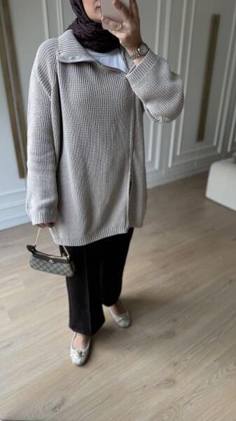 Çift Fermuarlı Kazak