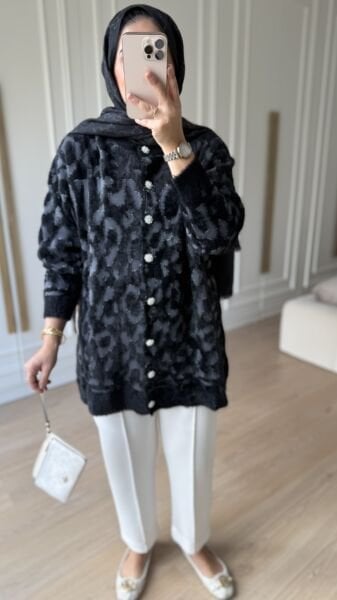 Yumuş Angora Hırka Siyah